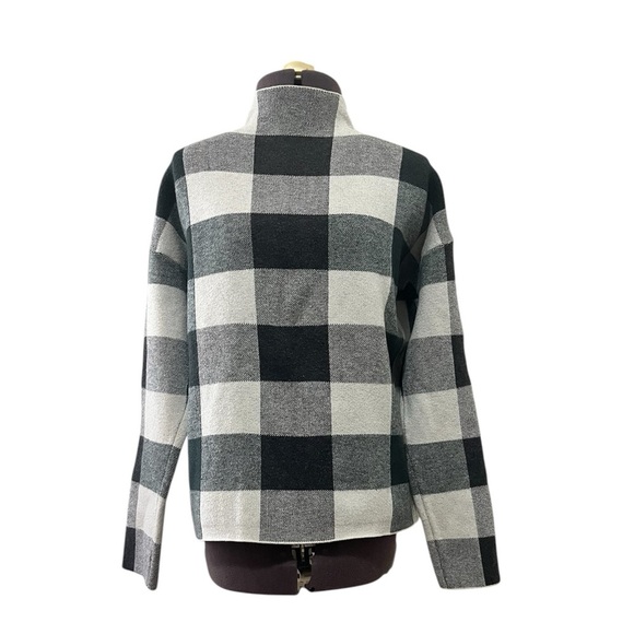 Tahari Mock Funnel Neck Checkered Green/Cream/Black Turtleneck Sweater Size S - Picture 6 of 15